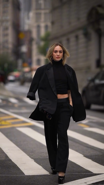 Black Tailored Suit Set