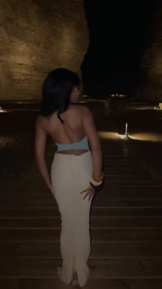 Color-blocked backless maxi dress