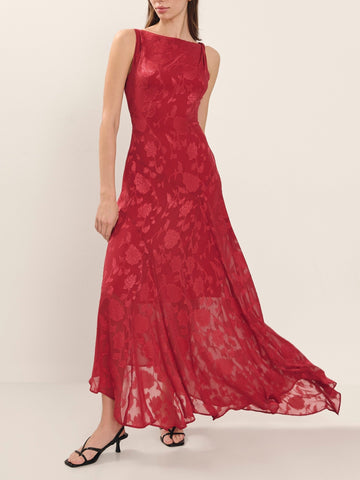 Asymmetric Cut Flared Midi Dress