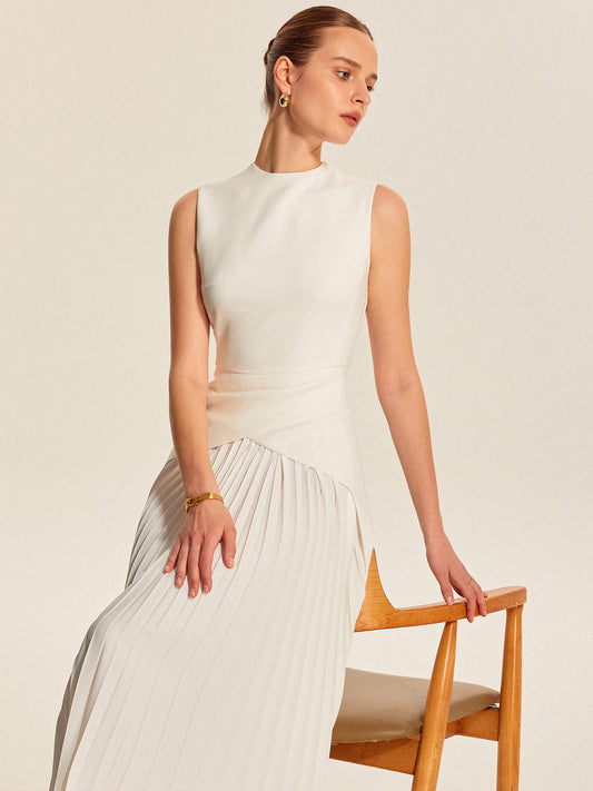 Sleeveless Pleated Dress