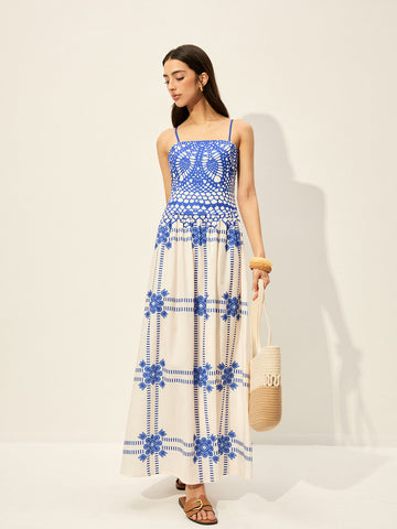 Print Adujstable Spaghetti Strap Zipper Dress