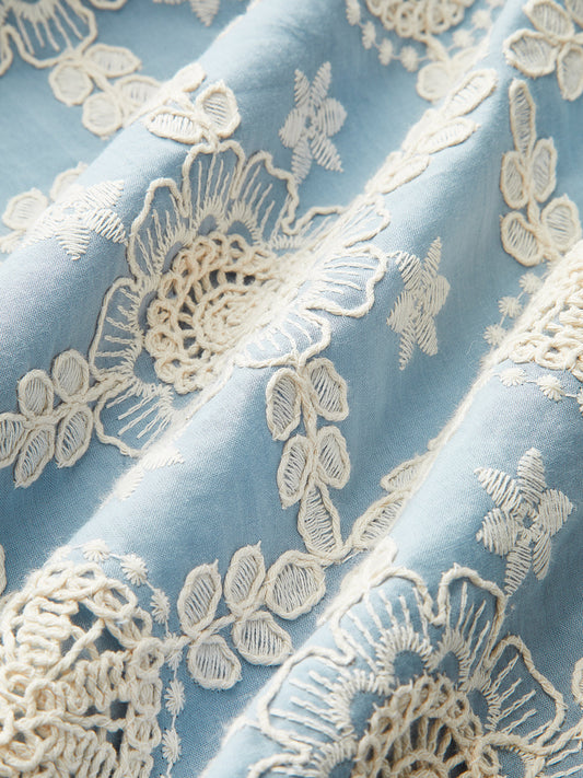 Embroidered Cotton Sleeveless Dress