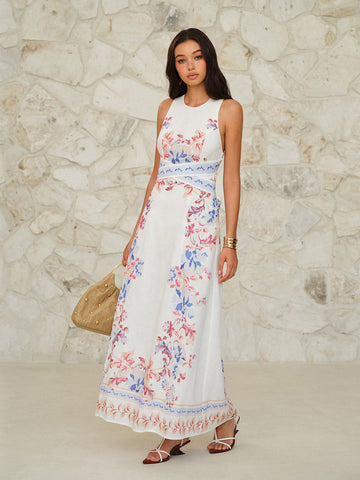 Sleeveless Floral Print Maxi Dress