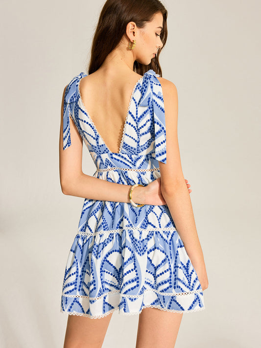 Printed Tiered Mini Dress