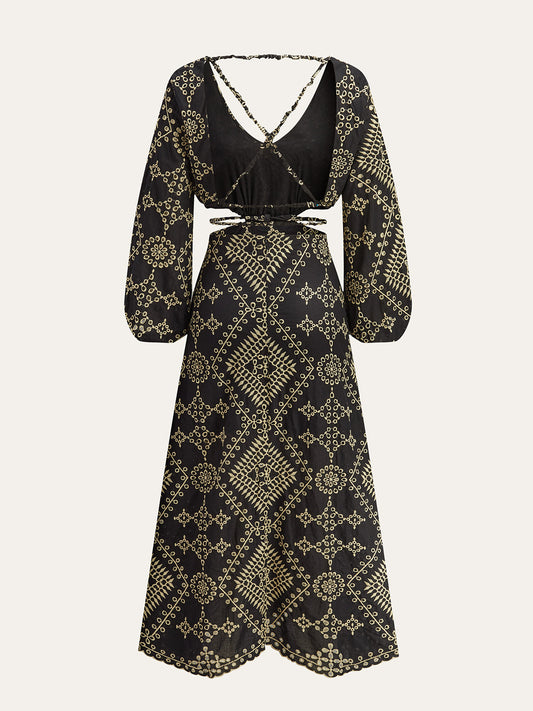 Embroidered Cut-out Maxi Dress