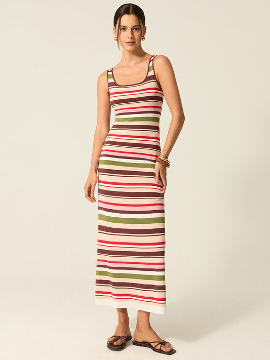 Color-Block Striped Maxi Dress