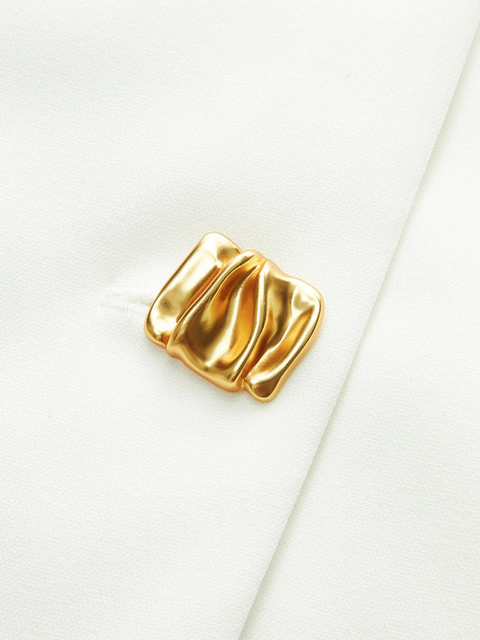 Golden Button Colorblock Midi Dress