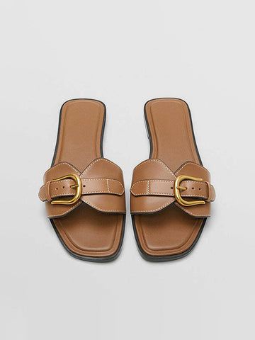Buckled Strap Slide Sandals