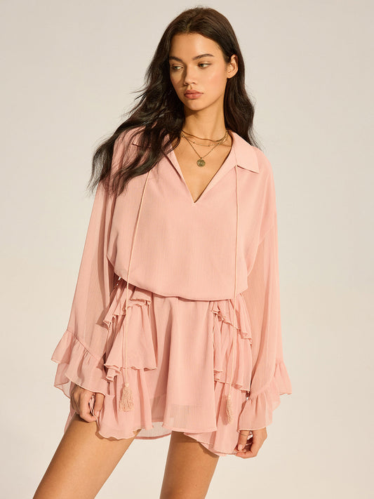 Chiffon Ruffled Mini Dress