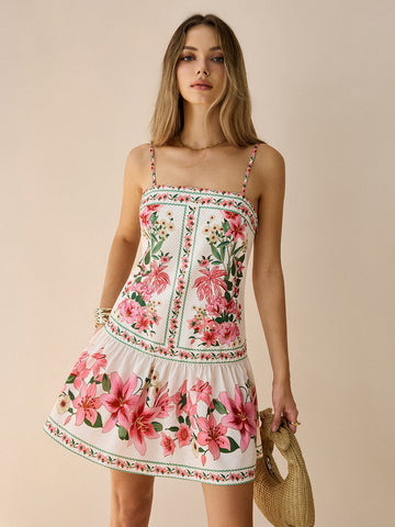 Floral Print Spaghetti Strap Mini Dress
