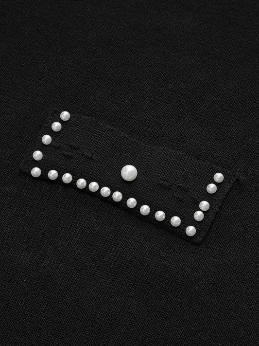 Pearl Trimmed Knit Midi Dress