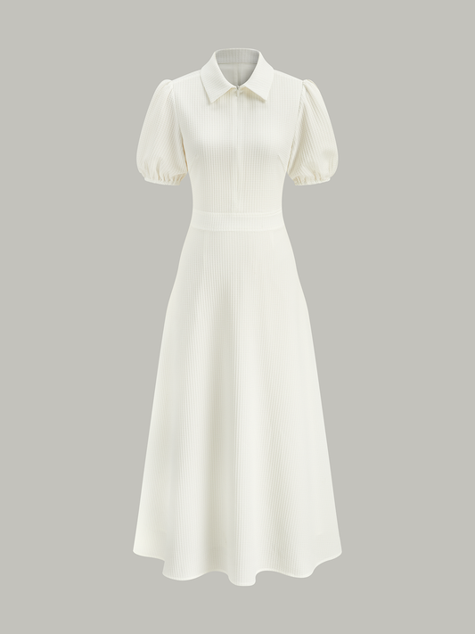 Textured Polo Neck Midi Dress