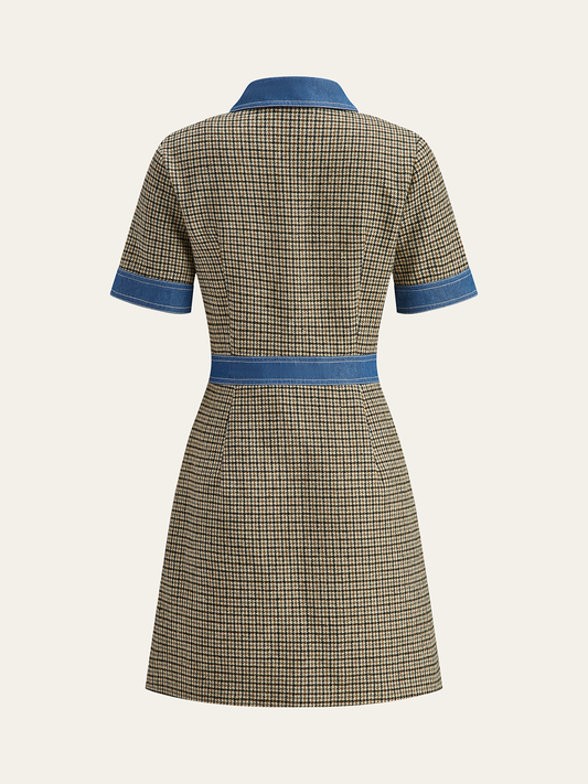 Plaid Contrast Trim Mini Dress