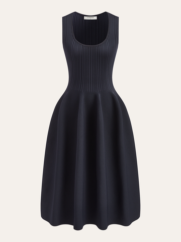 Ribbed Knit Flare Sweater Dress