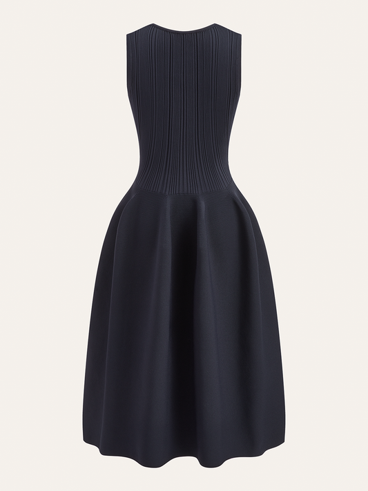 Ribbed Knit Flare Sweater Dress