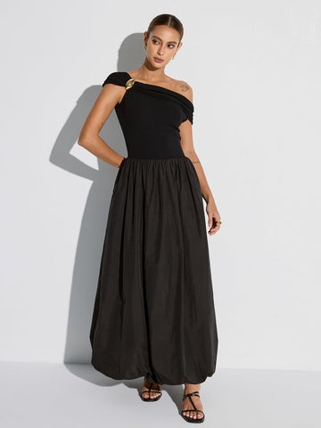 Off-Shoulder Pocket Maxi Dress