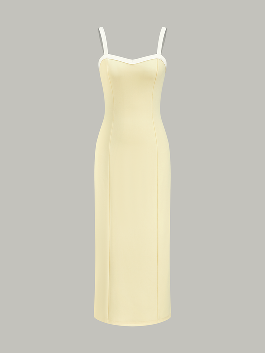Contrast Trim Strappy Midi Dress