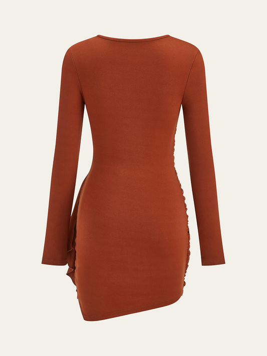 Ruched Long Sleeve Bodycon Dress