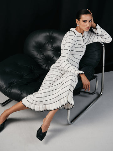 Sailor-stripe Stretch-knit Midi Dress