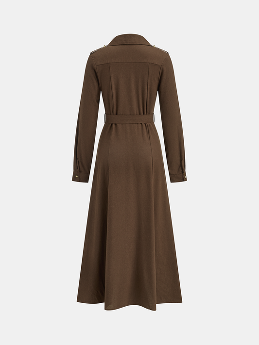 Belted Button-Front Shirt Dress