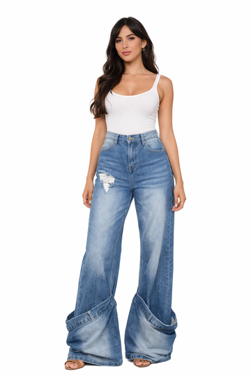 Rebel Flare Patchwork Denim Jeans