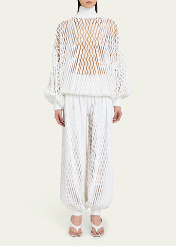 White Mesh Knit Set (Top and Pants)