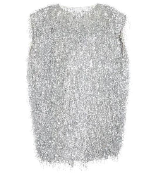 Silver Fringe Sleeveless Top