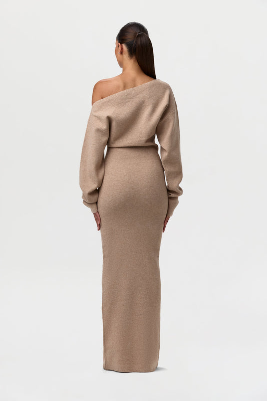 Knitted off-shoulder sweater dress