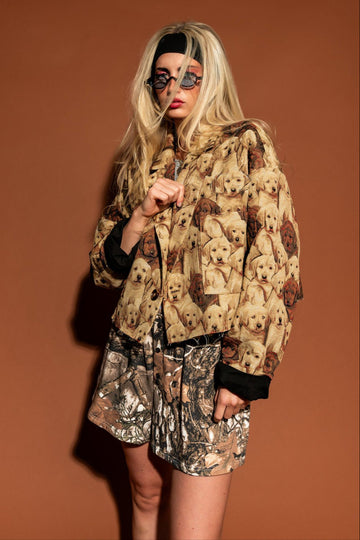 Doggy Style Jacquard Cropped Jacket