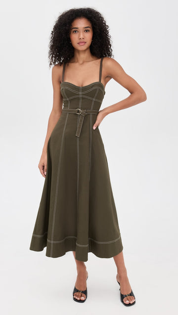 Contrast Stitch Cami Midi Dress