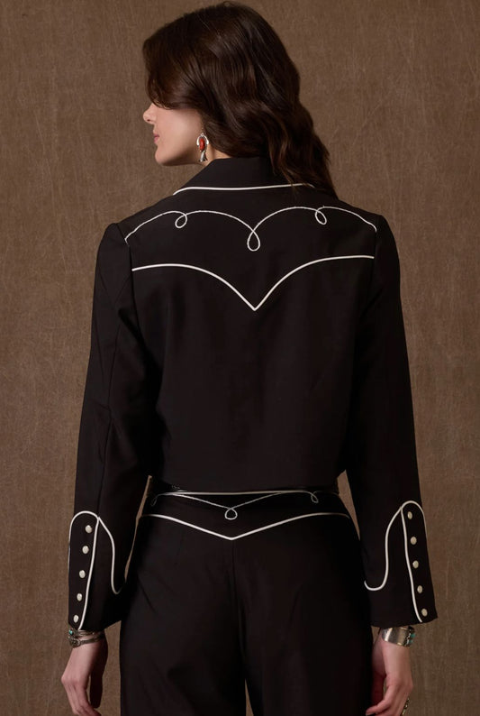 Western Embroidered Cropped Blazer