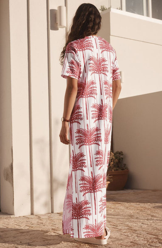 Palm Tree Print Maxi T-Shirt Dress