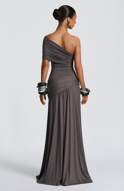 One Shoulder Ruched Maxi Gown