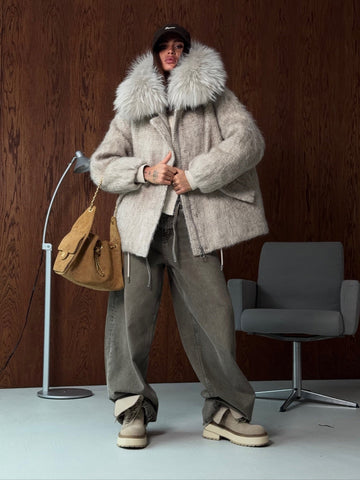 Light beige suede coat