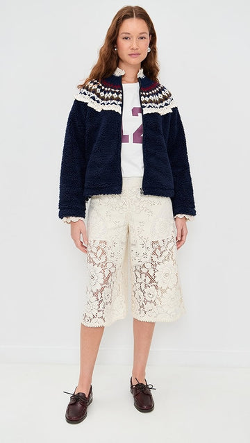 Navy Blue Sherpa Jacket