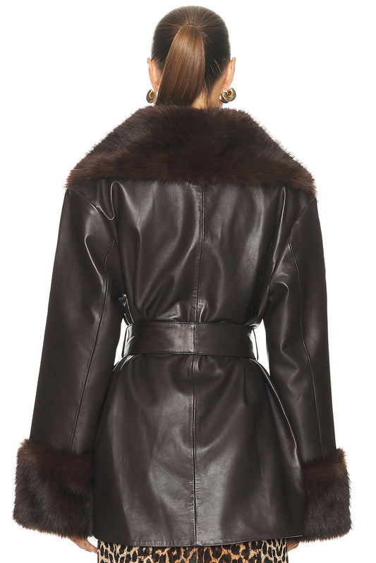 Chocolate brown leather jacket