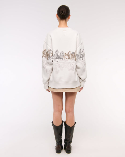 Horses Graphic Oversized Sunday Crew