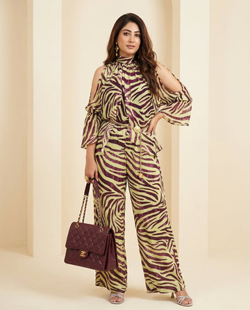 Sage Eyelet V-Neck Pant Set "Noelle" Sage Pant Set with Wide-Leg silhouette and Textured texture, front view product image for Summer Getaway, Sunset in Malibu, US Coastal Glam