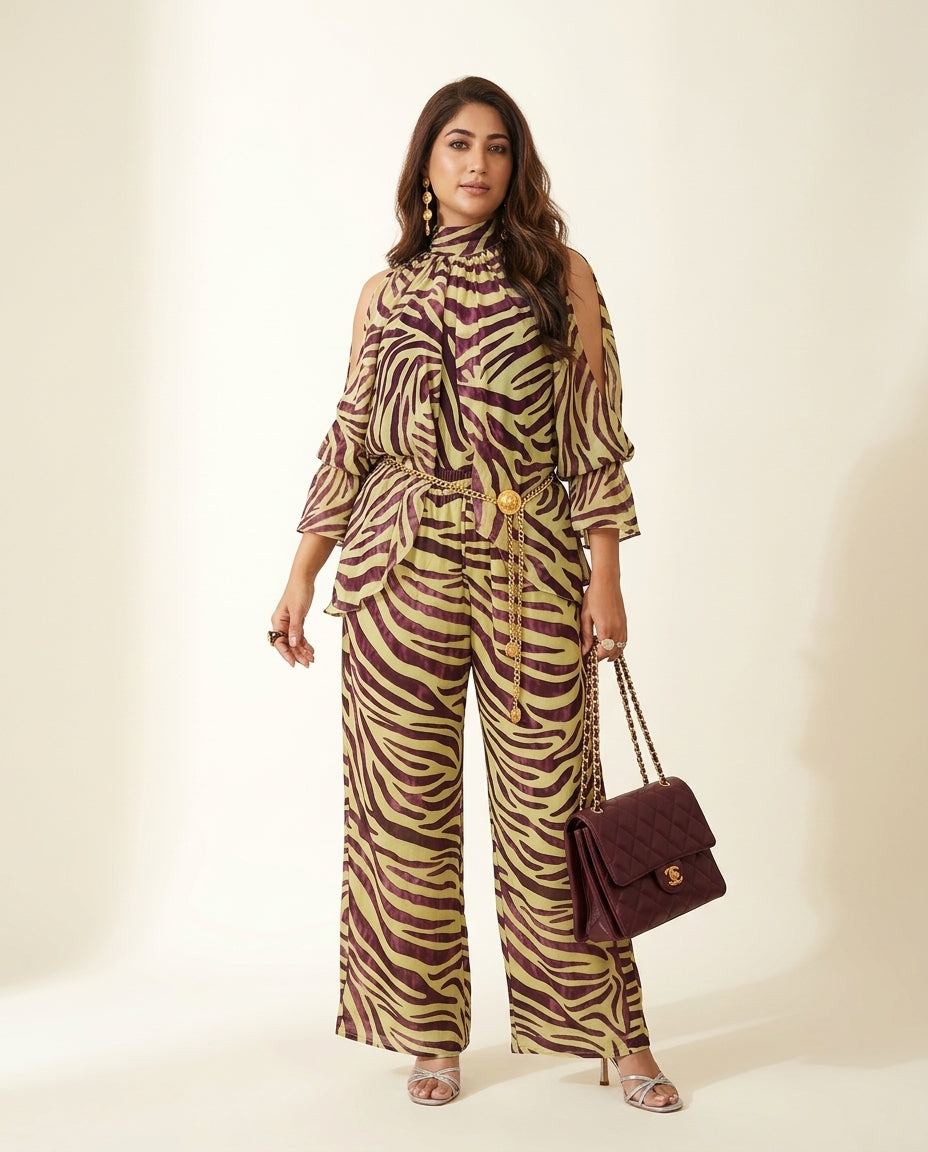 Sage Eyelet V-Neck Pant Set "Noelle" Sage Pant Set with Wide-Leg silhouette and Textured texture, side or back garment view for Summer Getaway, Sunset in Malibu, US Coastal Glam