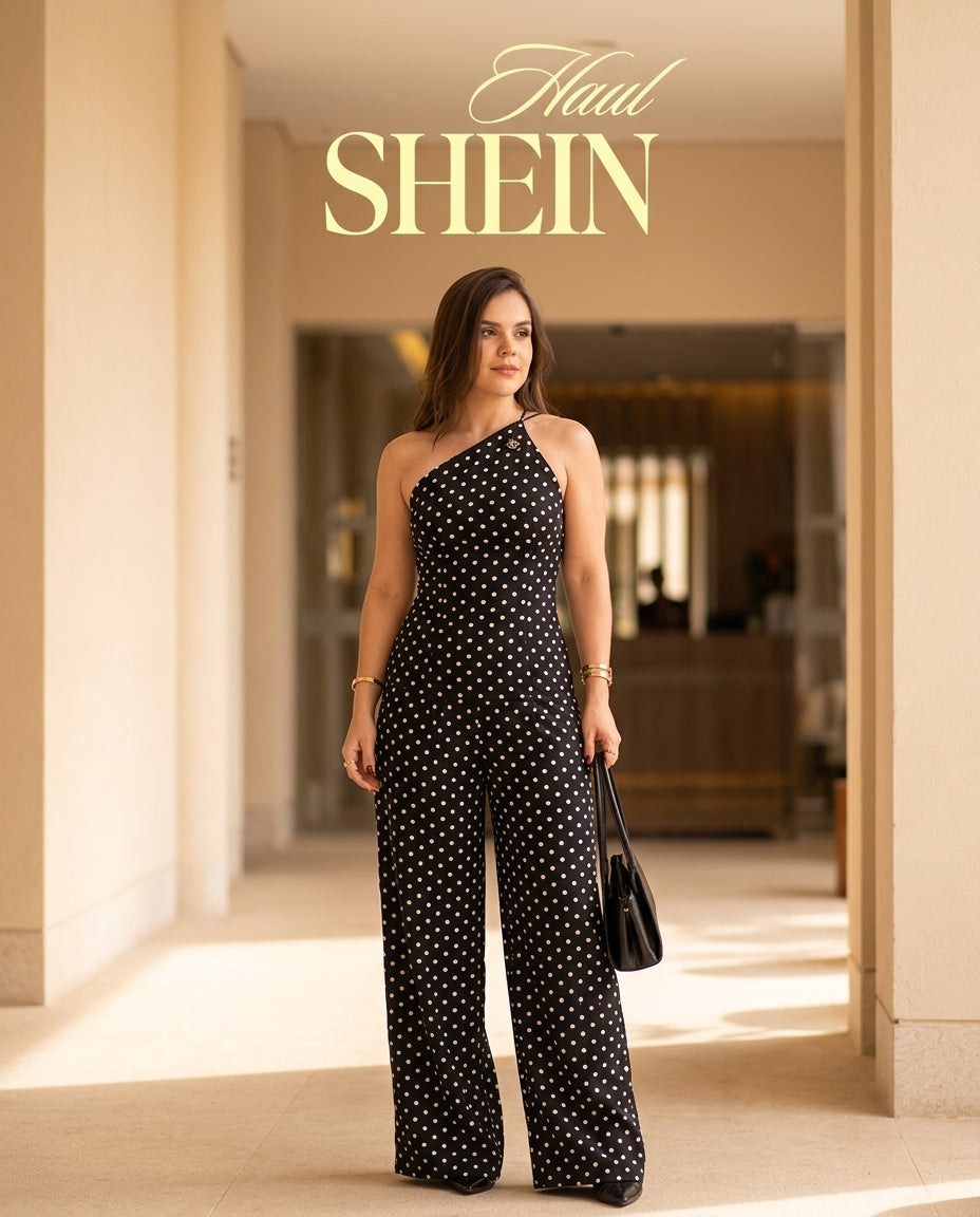 Black Eyelet One-Shoulder Jumpsuit "Livia" Black Jumpsuit with Asymmetric silhouette and Textured texture, editorial ecommerce scene for Vacation Night, Evening in Amalfi, Euro Chic Premium