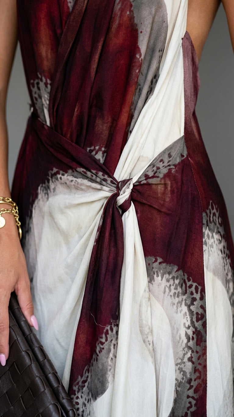 Ivory Eyelet Halter Maxi Dress "Claudia" Ivory Maxi Dress with Relaxed Fit silhouette and Textured texture, close-up product detail for Resort Wear, a polished coastal brunch, US East / Hamptons Elite