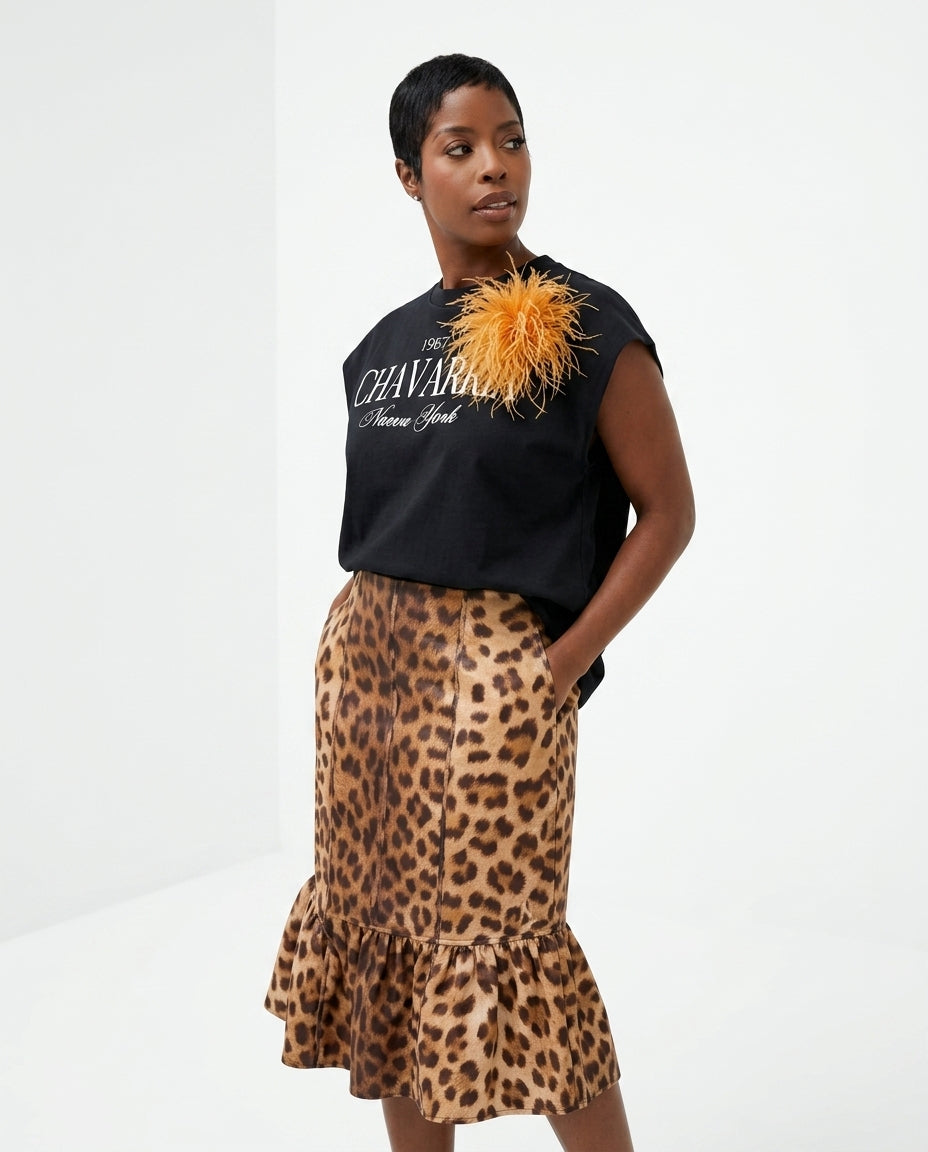 Black Eyelet V-Neck Skirt Set "Paloma" Black Skirt Set with Relaxed Fit silhouette and Textured texture, side or back garment view for Resort Brunch, a London dinner reservation, Euro Chic Premium