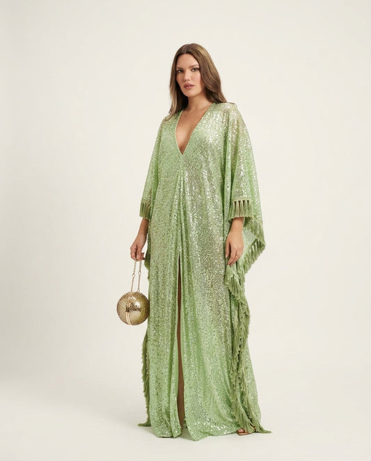 Mint Green Eyelet V-Neck Maxi Dress "Amelie" Mint Green Maxi Dress with Relaxed Fit silhouette and Textured texture, clean studio product view for Resort Wear, Evening in Amalfi, Euro Chic Premium