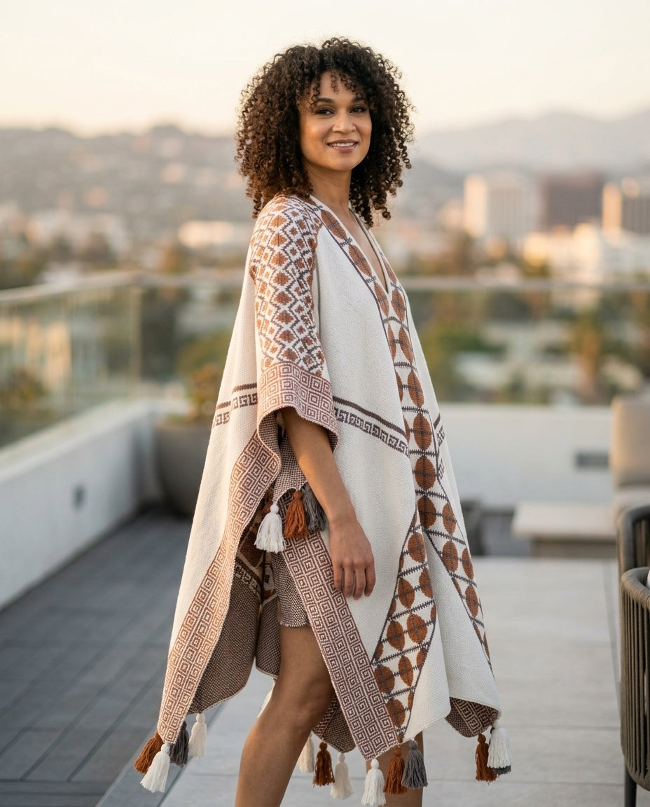 Blue Eyelet V-Neck Maxi Dress "Noelle" Blue Maxi Dress with Relaxed Fit silhouette and Textured texture, outdoor styling image for Rooftop Brunch, a gallery opening in Paris, Euro Chic Premium
