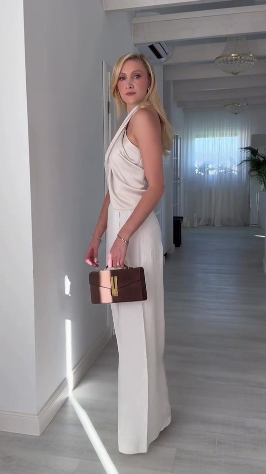 Chic Halter Neck Linen Trouser Set