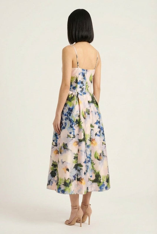 Flora Lumière Strapless Midi Dress