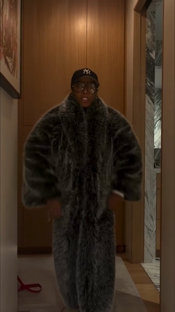 Charcoal Oversized Faux Fur Maxi Coat