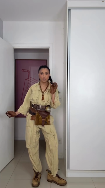 Beige Utility Jumpsuit