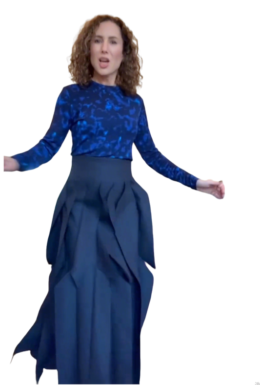 Printed asymmetrical midi skirt suit