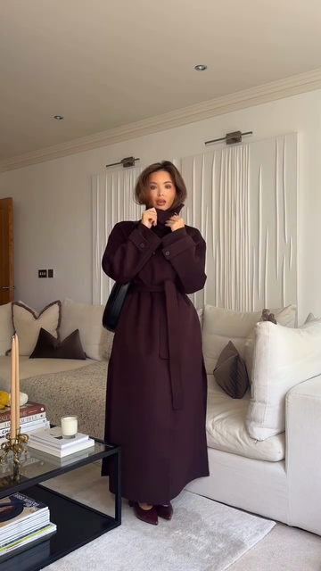 Burgundy Belted Trench Coat